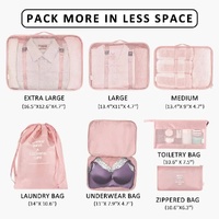 Pink Travel Packing Cube Set - 7-Piece Luggage Organizer for Clothes, Toiletries, and Accessories thumbnail