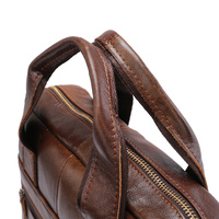 Light Brown Men's Genuine Leather Shoulder Bag - Vintage Business Briefcase thumbnail