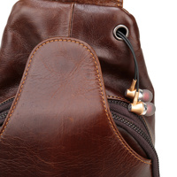 Brown Men's Leather Sling Backpack - Casual Crossbody Chest Bag thumbnail