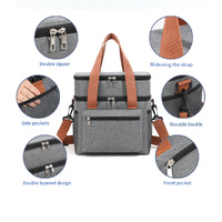 Grey Waterproof Insulated Lunch Bag - Leakproof Thermal Cooler for Food and Drinks thumbnail