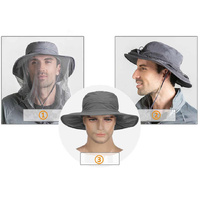 Grey Outdoor Mosquito Net Hat - Sun Protection and Insect Repellent Bucket Hat thumbnail