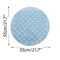 Grey Non-Slip Round Shower Foot Scrubber Mat - Soft Silicone Massage Pad for Foot Cleaning thumbnail