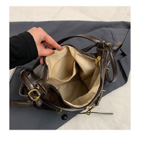 Dark Brown Elegant Faux Leather Shoulder Bag with Adjustable Strap thumbnail