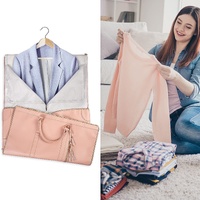 Black Convertible Garment Duffel Bag with Leather Accents - Travel Weekender Bag for Suits and Dresses thumbnail