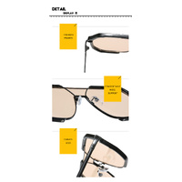 Black Frame Champagne Unisex Oversized Aviator Metal Frame Sunglasses - Retro Fashion Eyewear with AC Lenses thumbnail
