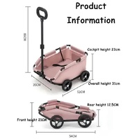 Red Lattice Compact Foldable Pet Stroller for Dogs and Cats - Lightweight Travel Pushchair for Small Pets, Teddy Dogs, and Cats - Portable and Collaps thumbnail