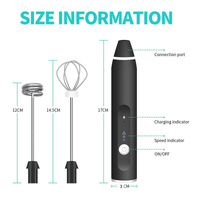 Black 304 Stainless Steel Handheld Electric Milk Frother, Egg Beater, Paint Mixer, and Milk Powder Whisk thumbnail