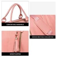 Pink  PU Leather Foldable Garment Bag, Women's Travel Duffel with Suit Carrier, Multi-Function Storage thumbnail