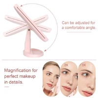 Pink Tri-Fold Lighted Makeup Mirror, 22 LED Vanity Mirror with 1X/2X/3X/10X Magnification, Portable Cosmetic Mirror thumbnail