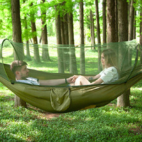 Black Automatic Pop-Up Mosquito Net Hammock - 200kg Load Capacity, Lightweight Outdoor Camping Gear with Quick Setup and Durable Design thumbnail