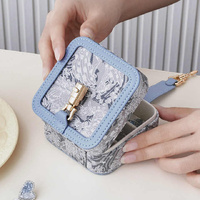 Pink Portable Vintage Embossed Jewelry Box - Flip-Top Necklace, Ring, and Earring Organizer with Elegant Design(The Jewelry is a prop for the photo sh thumbnail