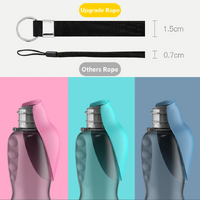 Pink And Grey Portable Foldable Pet Water Bottle with 800ml Capacity - Leakproof Travel Hydration Dispenser for Dogs and Cats thumbnail