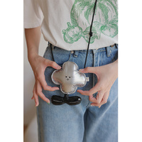 Silver Mini Crossbody Coin Purse & Earphone Pouch - Adorable Floral Design, Small Bag for Lipsticks, Lightweight Travel Essentials thumbnail