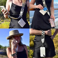 Diamond shape Patchwork Adjustable Crossbody Strap with Mini Pouch - Versatile Replacement Shoulder Strap thumbnail