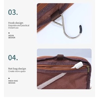 Brown Premium PU Leather Travel Toiletry Bag with Zipper Compartments thumbnail