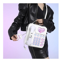 White Sweet Girl Creative Crossbody Bag with Telephone Design, PU Material, Lightweight and Unique thumbnail
