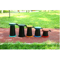 Rainbow Color Stitching Blue Portable Outdoor Telescopic Folding Stool with 100 Weight-Bearing Buckles, Lightweight and Compact Design, Perfect for Fi thumbnail