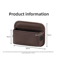 Off White PU Leather Car Storage Organizer with Dual Charging Holes and Inner Mesh Pocket, Multi-functional Door Handle Hanging Bag for Phones and Acc thumbnail