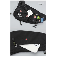 Black And Green Men's Vintage Chest Bag - Multi-functional Waterproof Crossbody Sling Bag for Outdoor Sports thumbnail
