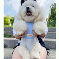 Size S Blue-Gray Patchwork Pet Backpack Dog Carrier Cat Travel Bag - Breathable, Portable & Hands-Free Four-Leg Design thumbnail