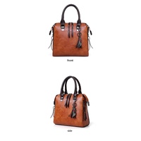 Black 4-Piece Women’s PU Leather Tote Bag Set - Vintage Handbag, Shoulder Bag, Clutch, and Card Holder - Lightweight Design thumbnail