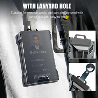 1 Pcs Blue Premium RFID Blocking Aluminum Alloy ID Badge Holder with Transparent Card Slot & Money Clip thumbnail