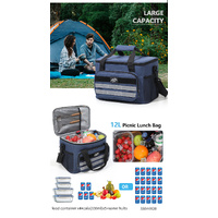 Dark Blue 18L Large Capacity Outdoor Insulated Cooler Bag - Portable Picnic Ice Pack with Shoulder Strap thumbnail
