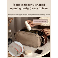 Pink Large Capacity Makeup Organizer Bag - Travel-Friendly Double-Zip Cosmetic Storage Case for Women(Makeup items are shooting props and are not incl thumbnail