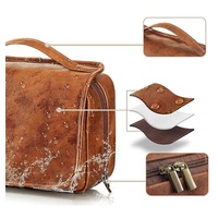 Coffee Luxury PU Business Travel Toiletry Bag - Large Capacity Waterproof Makeup Organizer with Dividers - Portable & Stylish Bathroom Storage thumbnail