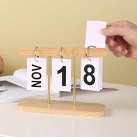 Wood Color Modern Minimalist Wooden Flip Calendar – Stylish Desktop Calendar for Home, Office, and Study Room thumbnail