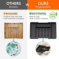 White Adjustable Polypropylene Kitchen Drawer Organizer - 8 Compartments, Large Capacity, Easy to Clean thumbnail