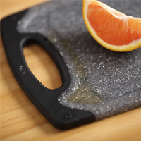Black 3-Piece Marble Pattern Cutting Board Set – Non-slip PP Plastic, Hanging Design, Kitchen Knife Chopping Board for Vegetable and Meat Prep thumbnail