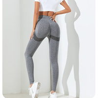 Black Size M High-Waisted Butt-Lifting Seamless Yoga Leggings for Women - Knitted Fitness Pants thumbnail