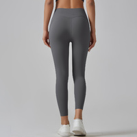 Dark Grey Size M High-Waist Seamless Yoga Pants for Women - Fitness Leggings with Pockets, Quick-Dry, Butt-Lifting, Stretchable Workout Tights thumbnail
