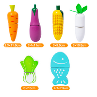 Kids Wooden Vegetable Cutting Toy Set - 18x15cm, Includes Knife, Fish, Carrot, Tomato & More thumbnail
