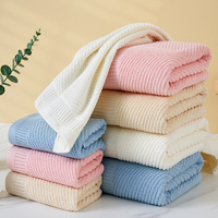Pink Solid Color Diagonal Stripe Towel Set-Luxurious Bath and Hand Towels for Home Use Bath towel 140*70cm, face towel 75*35cm thumbnail