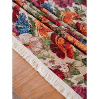 Floral Cotton Linen Tablecloth | Vintage Style Country Garden Design, 140*140cm thumbnail
