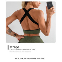 Army Green High Waist Yoga Set for Women – Sports Bra, Long Sleeve Shirt & Leggings 3-Piece Workout Set Size S thumbnail