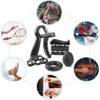 Black 5-Piece Hand Grip Strength Training Set – Adjustable Grip Exerciser, Silicone Grip Rings & Grip Ball thumbnail