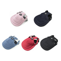 Size M Black Adjustable Pet Baseball Cap for Cats and Dogs - Cute Sun Protection Hat for Outdoor Adventures thumbnail