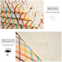 Red Stripes Stitching Premium Picnic Mat - Extra Thick & Waterproof Oxford Cloth Camping Blanket - 145x180cm thumbnail