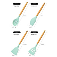 Light Green 12-Piece Silicone Kitchen Utensil Set with Beechwood Handles & Holder thumbnail