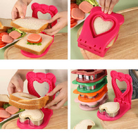 3 Pcs Rose Red Heart Sandwich Maker Sealer - DIY Toast Pocket Bread Cutter & Sealer Mold (PP + 304 Stainless Steel) thumbnail