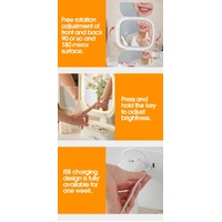 White LED Lighted Tri-Fold Makeup Mirror with Storage Drawer & Magnification(USB Charging Port) thumbnail