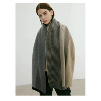 Green Luxury Striped Suede-Feel Scarf - Soft and Warm for All Seasons thumbnail