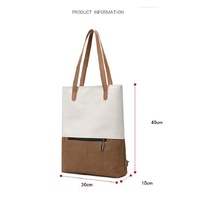 Beige And Brown Canvas Tote Bag for Women - Multi-Use Shoulder Handbag & Backpack, Large Capacity, 30x10x40cm thumbnail