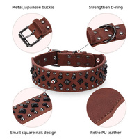 Size S Black 1 pack Stylish PU Leather Dog Collar with Spikes - Adjustable, Durable & Comfortable for Medium to Large Breeds thumbnail