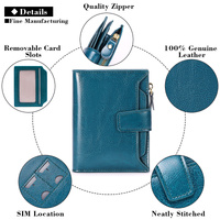 Dark Blue Premium Genuine Leather RFID Blocking Women's Wallet - Lightweight, Multi-Functional, and Stylish thumbnail