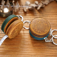 Coffee Mini Leather Tape Measure - 1.5m/60in - Round Plain thumbnail