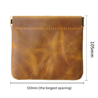 Coffee Genuine Leather Coin Purse - Vintage Style Snap Closure Mini Pouch thumbnail